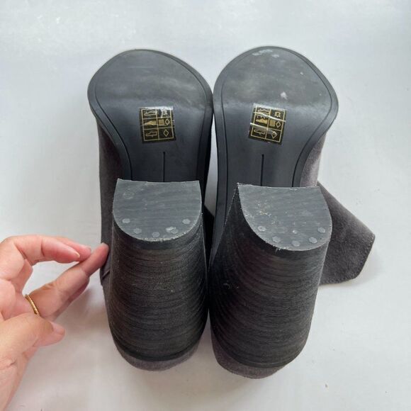 DOLCE VITA SELENE MULE DARK GRAY LEATHER SUEDE HEELED SHOES WOMENS SIZE 10M - Picture 6 of 6